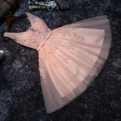 Princess Lace Appliqued Tulle Homecoming..