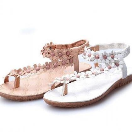 Summer , Folder Toe Flowers Flat Shoes, Korean..