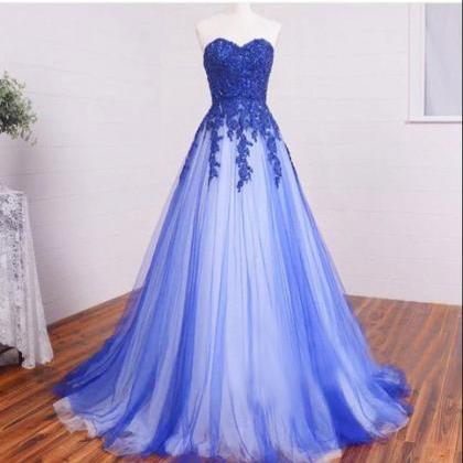 Long Sweetheart Lace Beading Prom Dresses,high Low..