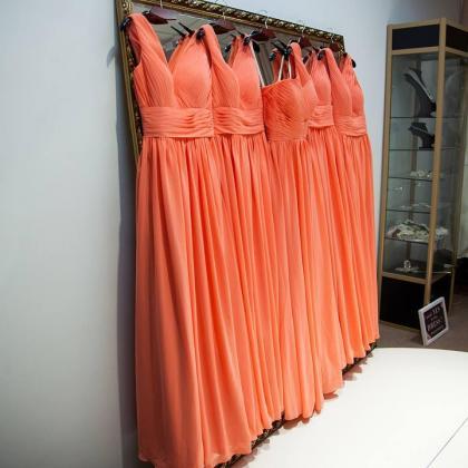 Discount V-neckline Bridesmaid Dress,orange..