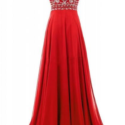 Red Beaded Embellished Sweetheart Illusion Floor..