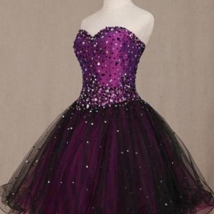 Sweetheart Homecoming Dresses, Purple Short..