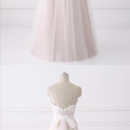 Fairy Prom Dresses With Straps Lace Long Blush..