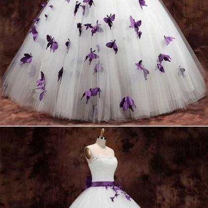 Strapless Butterfly Ball Gown Wedding Dress