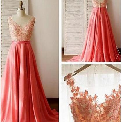Custom Made Long Lace Prom Dresses,watermelon..