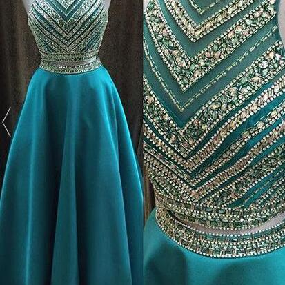 2016 Long Beading A-line Prom Dresses,modest Two..