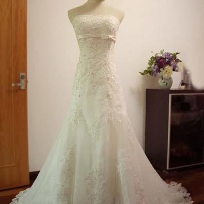White/ivory Mermaid Bridal Dresses Strapless Lace..