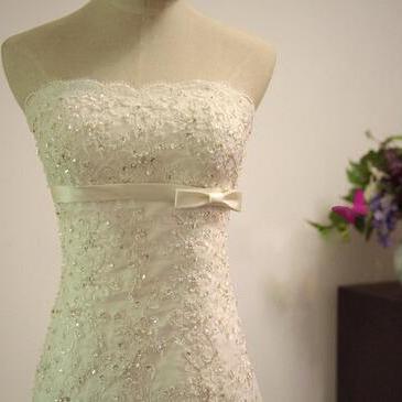 White/ivory Mermaid Bridal Dresses Strapless Lace..