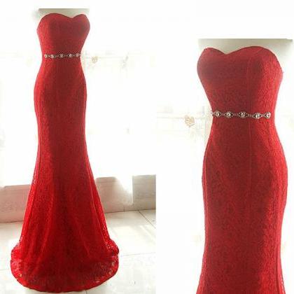 Red Evening Dress Mermaid Evening Dress Elegant..