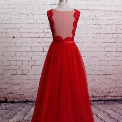 Handmade High Quality Classic Lace Red Prom Dress..