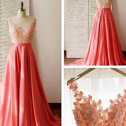 Custom Made Long Lace Prom Dresses,watermelon..