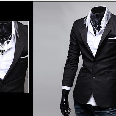 New Men Thin Suits Korean Small Suit Tide Jacket Korean Slim Leisure ...