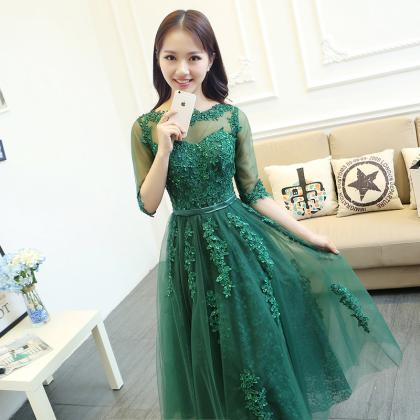 Green Prom Dress,lace Prom Dress,sheer Prom..