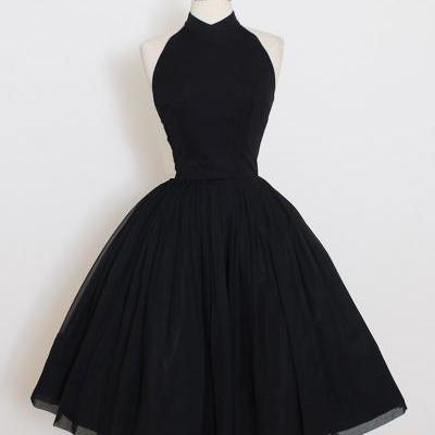 vintage dress | black crepe chiffon halter dress Vintage 50s Dress | 1950s
