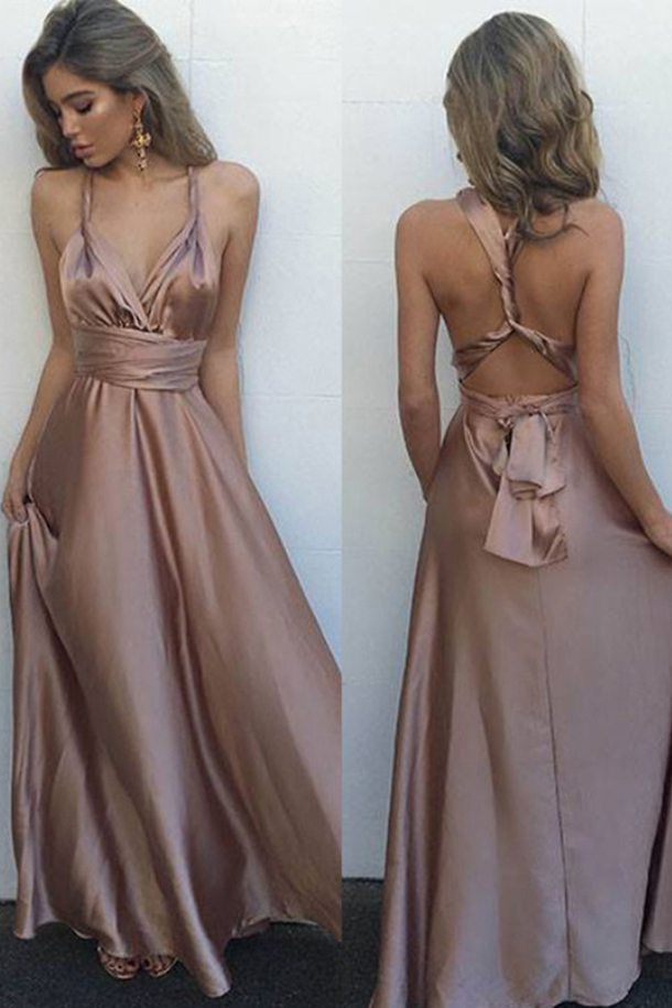 blush v neck dress