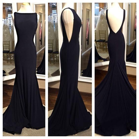 2016 Simple Long Mermaid Prom Dresses,backless Modest Prom Gowns,charming Evening Dresses,pretty Party Dresses,real Sexy Black Party Prom