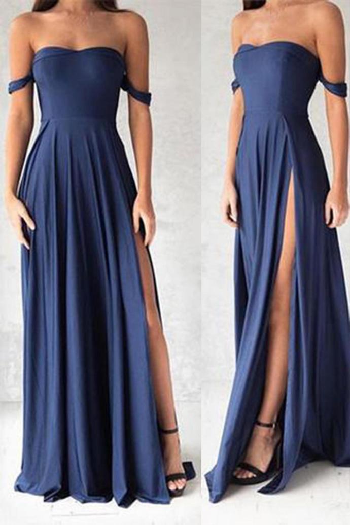 off shoulder simple gown