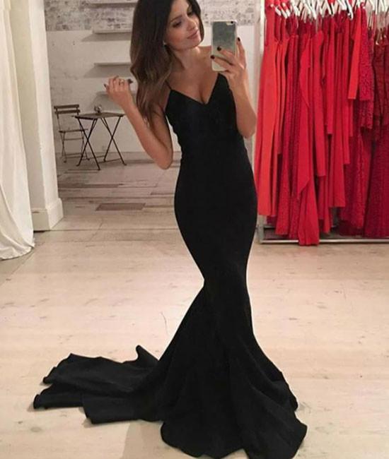 black simple prom dresses