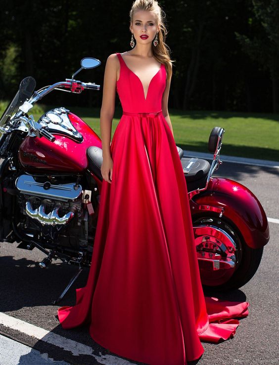 A Line Prom Dress Red