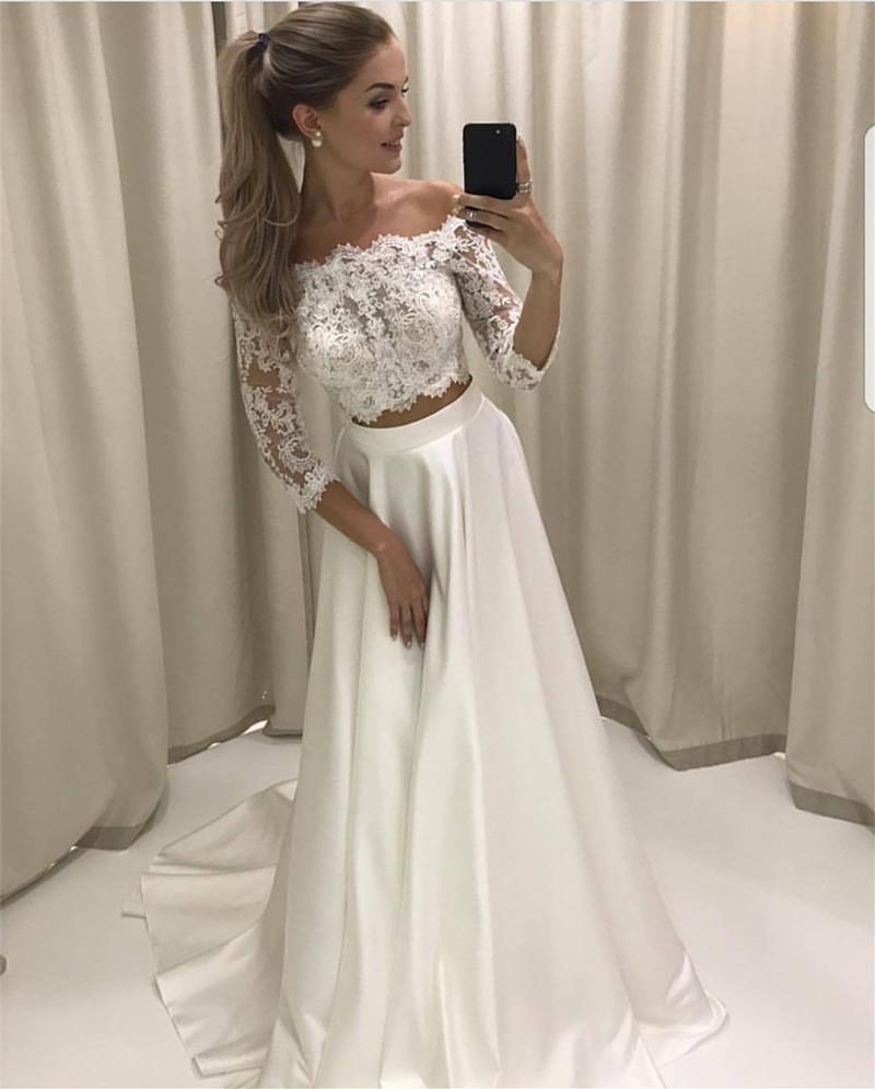 two piece short wedding dresses