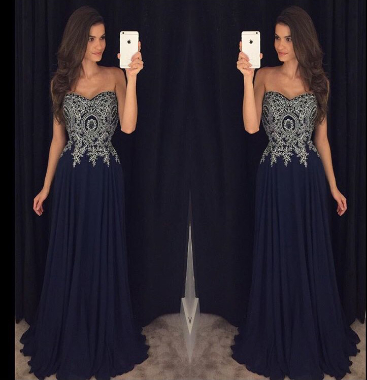 navy blue and silver prom