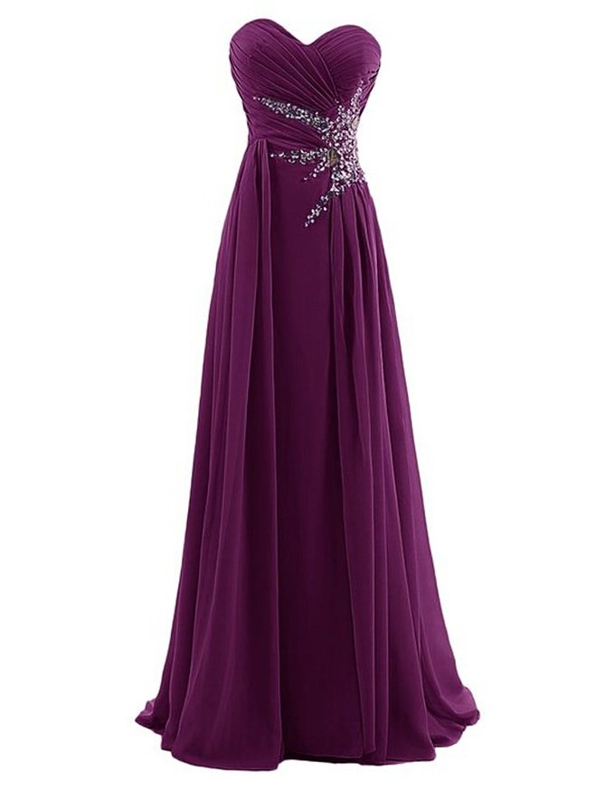 Floor Length Chiffon Evening Dress Featuring Ruched Sweetheart Bodice ...