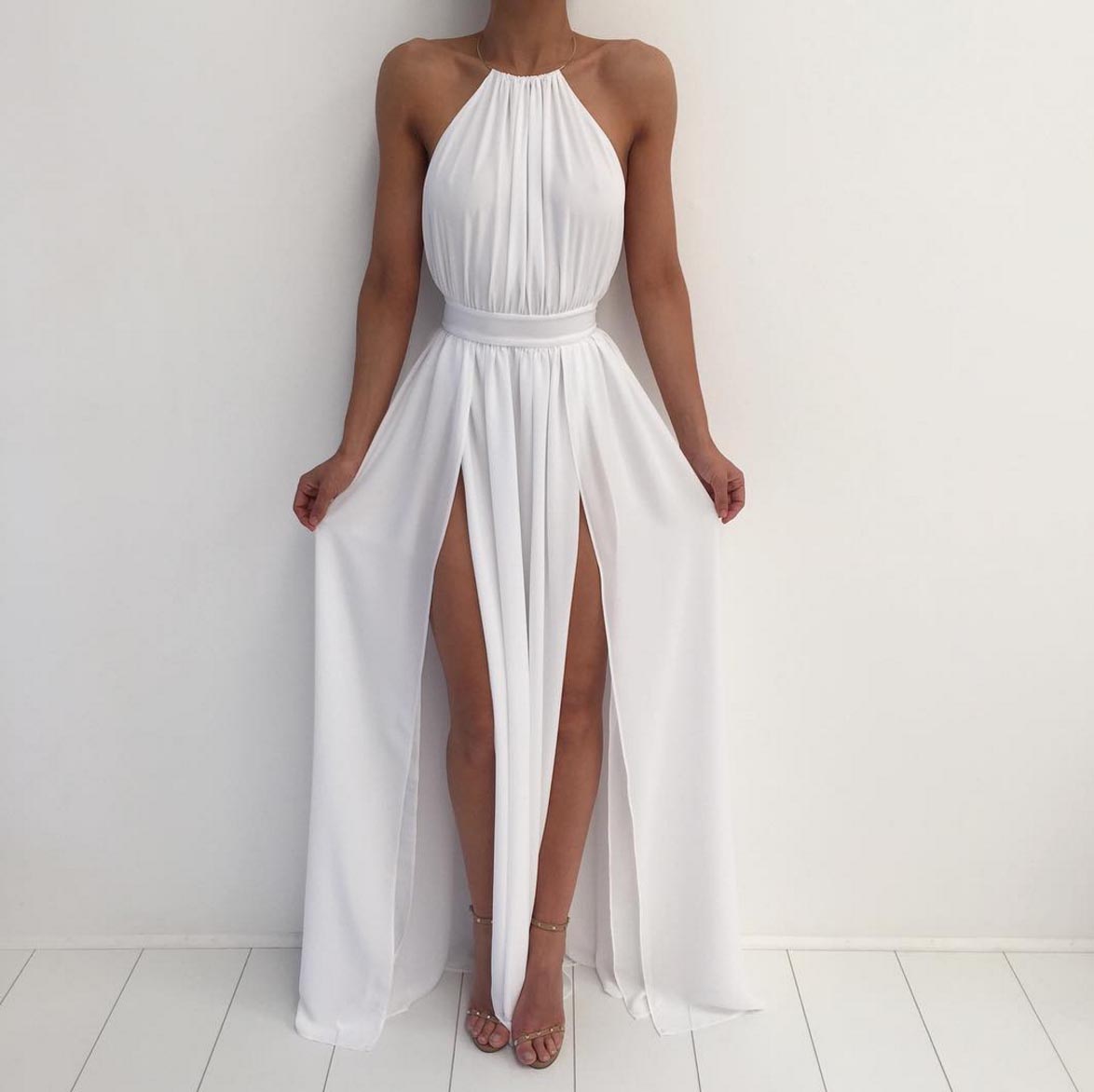 all white long dress