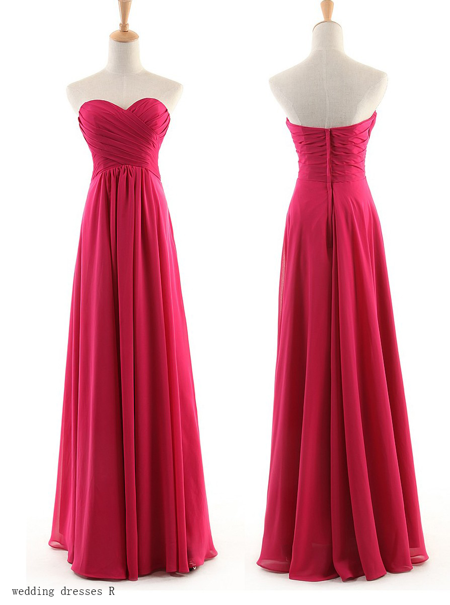 Red Long A-line Chiffon Evening Dress Featuring Ruched Sweetheart Bodice