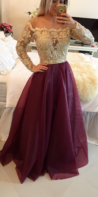 burgundy and gold lace dress