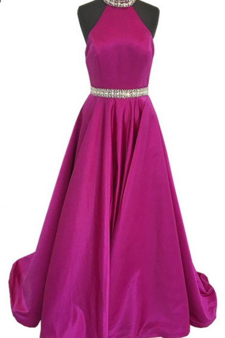 Real Sample Long Night Gown With A Sleeveless Crystal With No Back Purple Women's Formal Dress