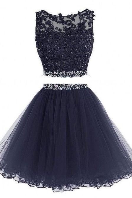 Black Two Pieces Party Dress,prom Dresses,evening Dresses Homecoming Dresses