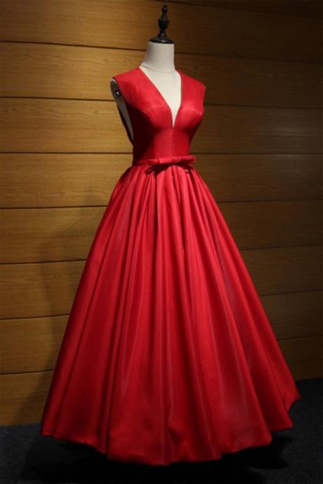 Red Prom Dress, Elegant Long Prom Dress, Sleeveless Evening Dress