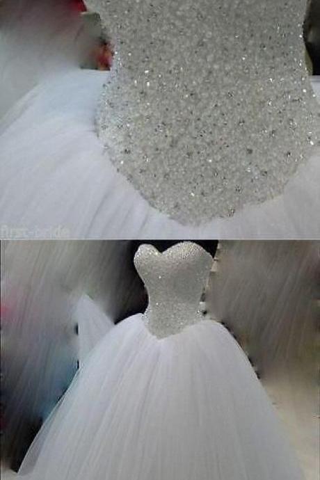 Wedding Dresses New White/Ivory Beadding Wedding Dress Bridal Gown