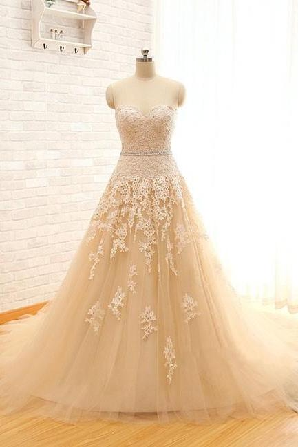 2015 WEDDING DRESSES Real Image Sweetheart Lace Tulle Wedding Dresses Champagne Wedding Gowns, Bridal Dresses, Vestido De Novias, Weddings