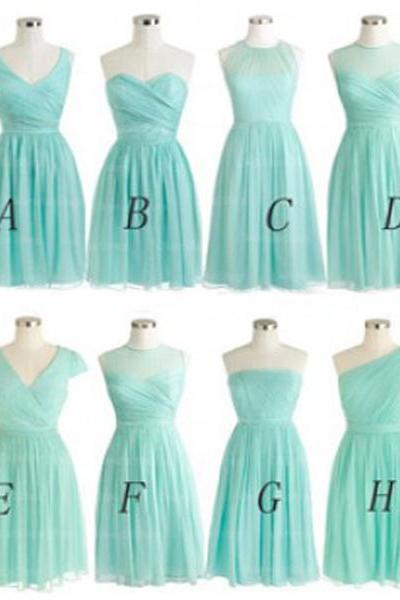 Tiffany Blue Bridesmaid Dress, Short Bridesmaid Dress , Bridesmaid Dress ,chiffon Bridesmaid Dress , Popular Bridesmaid Dress ,custom Bridesmaid