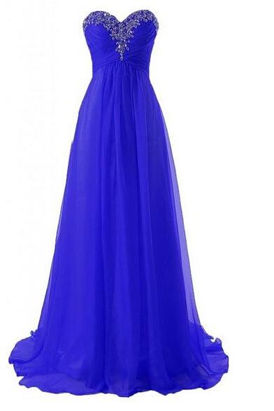 The Sweetheart Chiffon Charming Beading Prom Dresses, A-line Floor-length Evening Dresses, Prom Dresses, Real Made Prom Dresses ,
