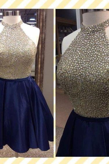 Homecoming Dress,halter Homecoming Dresses,beading Prom Dress,short Prom Dress,prom Gown,short Homecoming Dresses,party Dress,