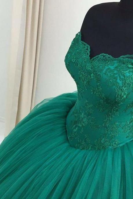 New Arrival Prom Dress,Modest Prom Dress,green lace sweetheart ball gowns prom dress,quinceanera dresses
