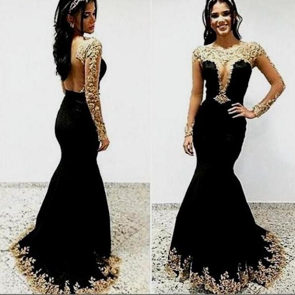 Black And Gold Prom Dresses With Sleeves Naf Dresses Within Black And ...