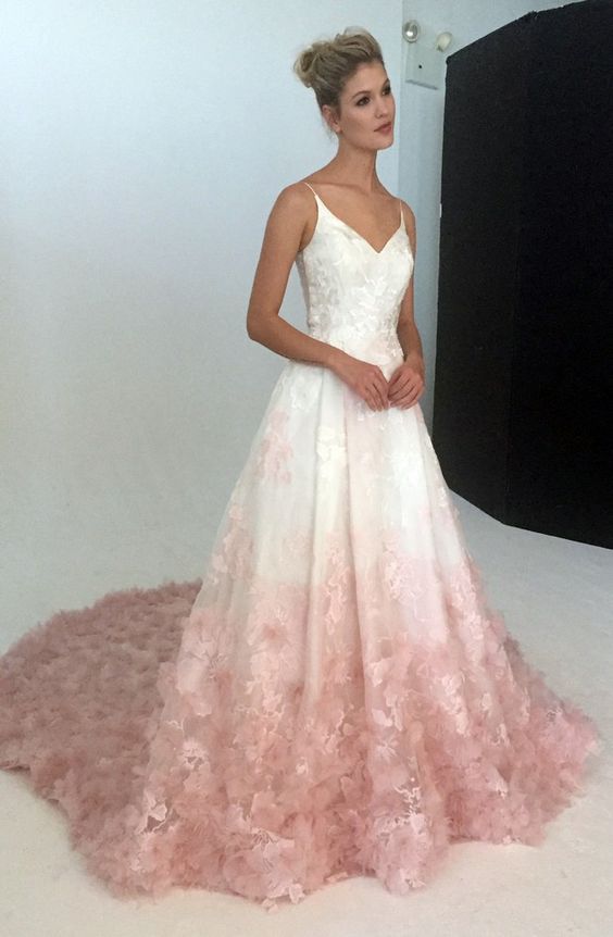 custom-made-v-neckline-silk-organza-ball-gown-wedding-dress-with-floral